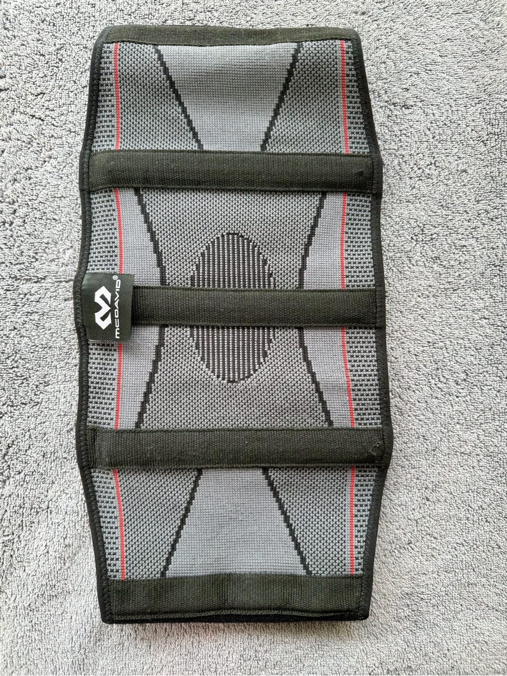 McDavid Compression Back Support Belt in Gray with Black & Red Accents S/M